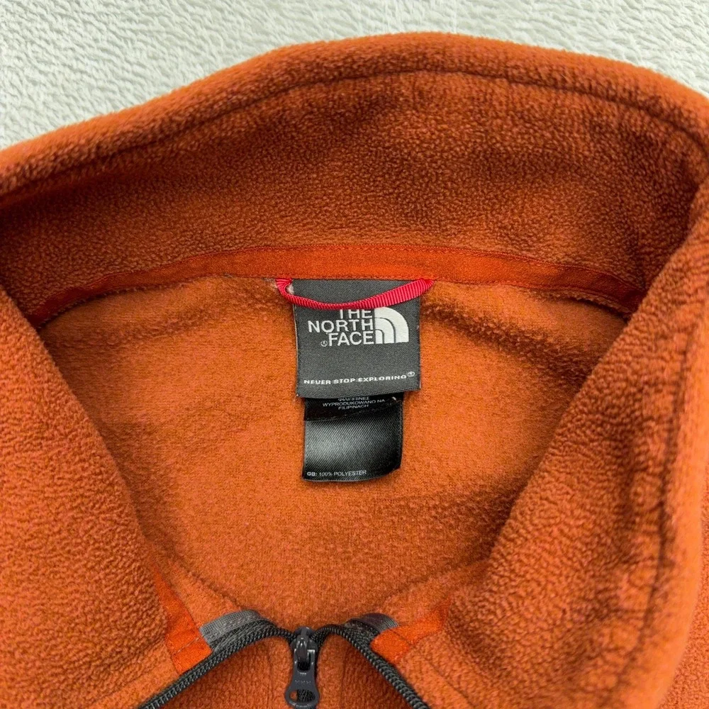 The North Face Pullover Mens Large Orange TKA 100 Quarter Zip Fleece Sweater